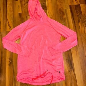 Under Armour HeatGear‎ Hoodie Long Sleeve Pullover Top Hot Pink M running casual